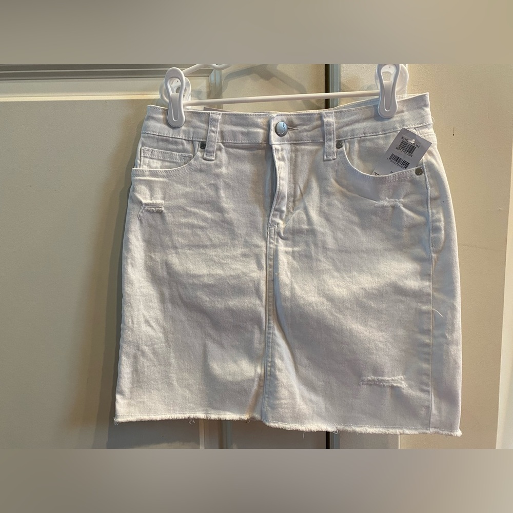 Joe's Kids The Markie Denim Mid Rise Mini Skirt, White, size 16